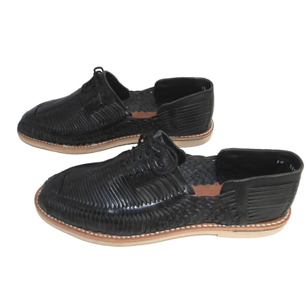 LUCILO black leather huaraches lace up loafers women's size 10 NEW, NO TAGS - Picture 5 of 8
